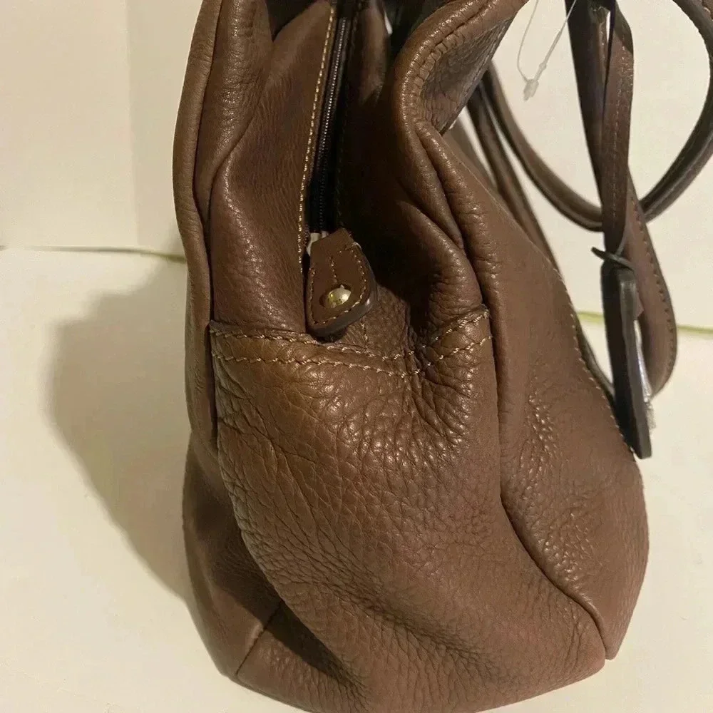 Fossil brown leather satchel handbag